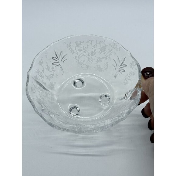 Fostoria Chintz One Handle Clear Glass Etched Baroque Bonbon Candy Dish 7" - Picture 7 of 7